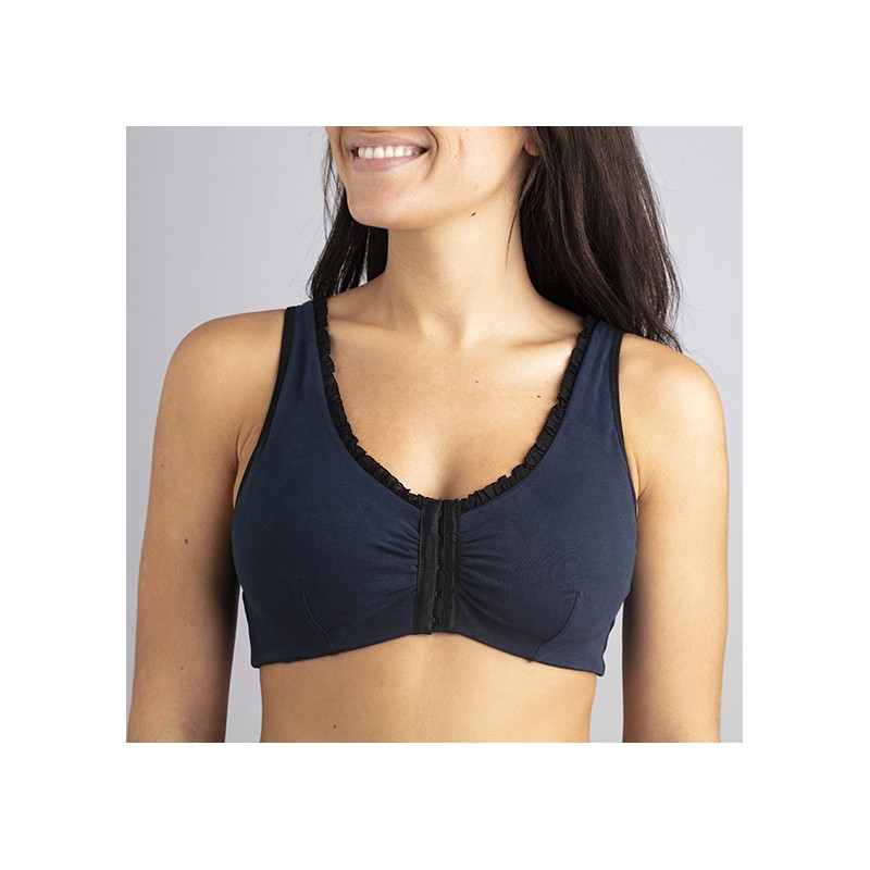 Brassiere Bleu Marine volant Noir